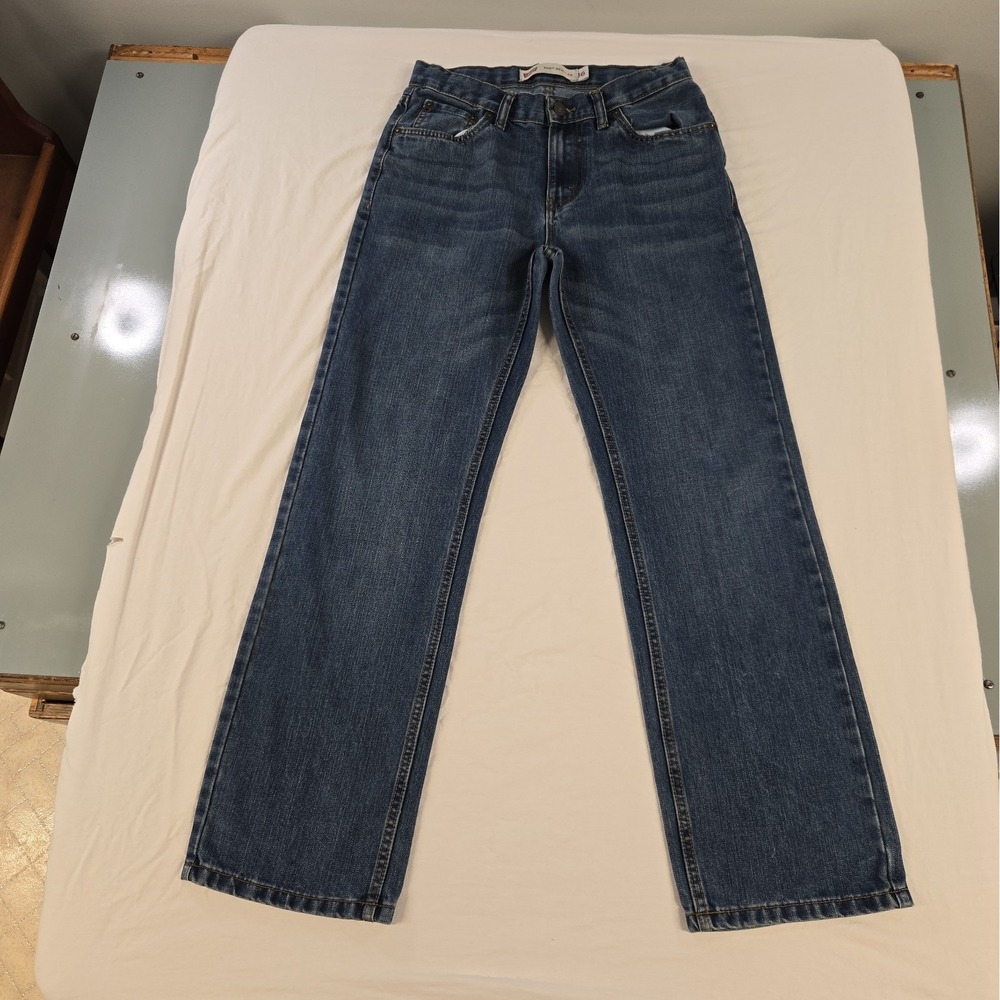 Levis 505 Jeans Boys Size 16 Blue Regular Fit Straight Leg Classic Denim Casual